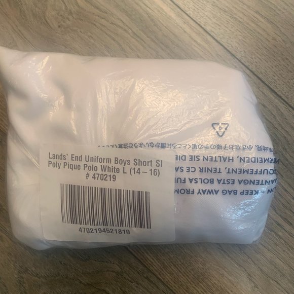 NWT LANDS' END UNIFORM BOY'S SHORT SLEEVE POLY PIQUE POLO SHIRT WHITE LGE. 14-16 - Picture 9 of 11